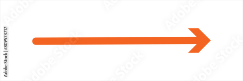 Blue horizontal straight arrow. Thin long arrow vector icon. Right thin line, blue cursor, horizontal arrow long 