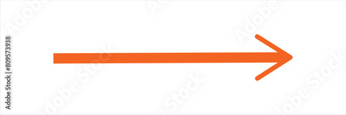 Blue horizontal straight arrow. Thin long arrow vector icon. Right thin line, blue cursor, horizontal arrow long 