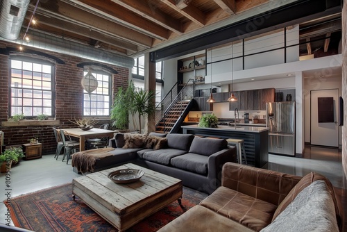 Urban Loft Apartment with Industrial-Style Decor © OneStockShop