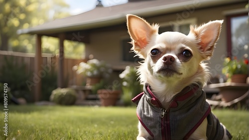 a chihuahua in the backyard