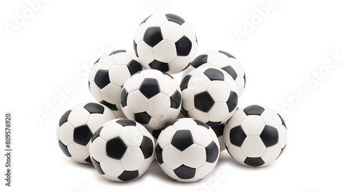 Soccer balls pyramid isolated on a transparent background