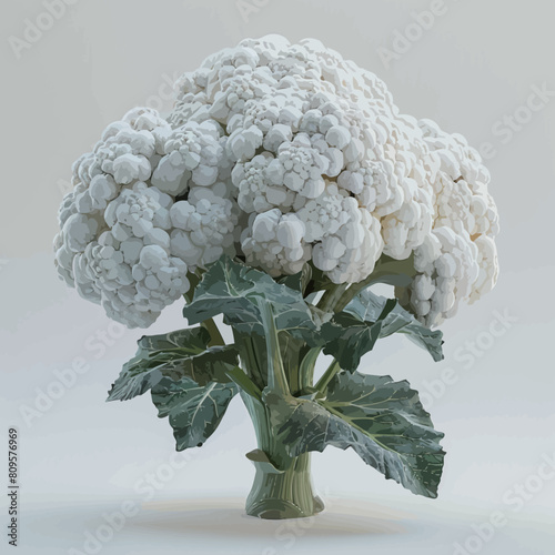 Cauliflower on a white background. 3d illustration. Copy space.