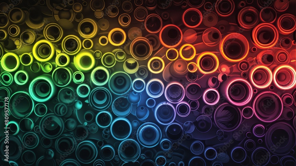 Colorful rainbow circles on abstract modern background