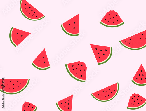 watermelon pattern for summer background. Watermelon half and sliced. Vector illustration