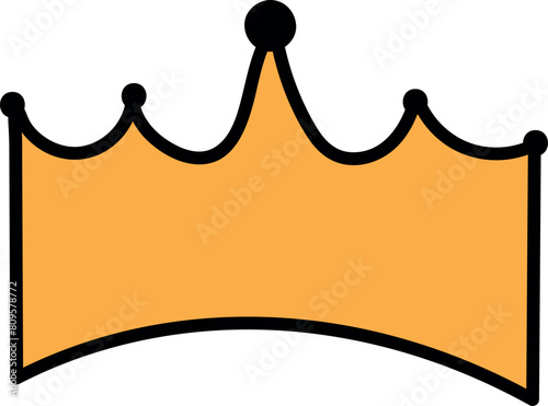 Hand-drawn vector illustration features a striking orange crown silhouette with a bold black outline, perfect for adding regal flair to your designs.