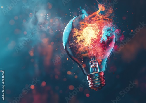 Colorful Exploding Light Bulb with Creative Ideas