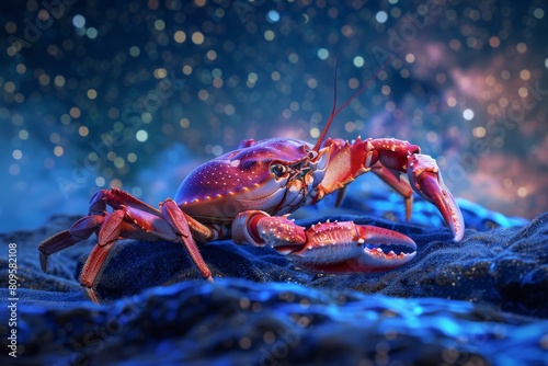 Cancer Zodiac Sign  Crab Horoscope Symbol  Magic Astrology Lobster  Crayfish in Fantastic Night Sky