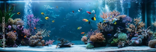 Interior Aquarium Tank, modern home design, Big Fish Tank, Copy Space