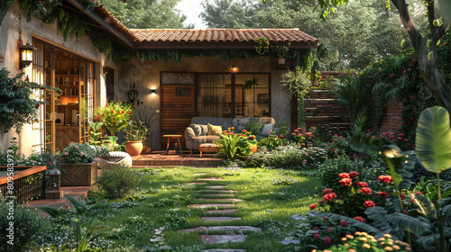 Charming house with vibrant garden  an oasis of serenity.