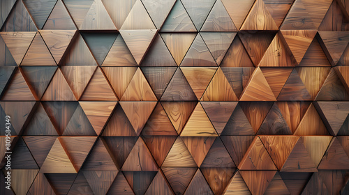 Abstract triangle background. Abstract parquet backdrop with connected triangle geometric texture and 3D wood background. Architecture and interior decoration concept.