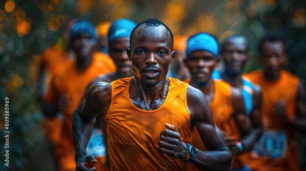A group of runners are running a race A group of runners are running a race