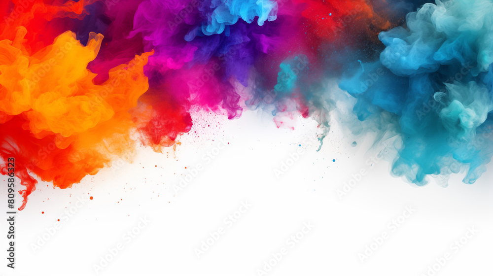 Colorful powder frame isolated on background with copy space, photo shot
