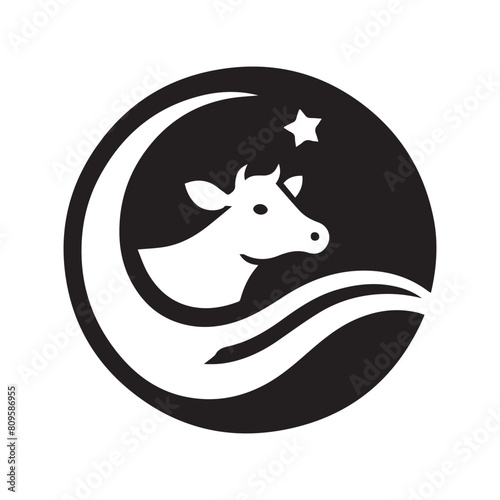 minimalist cow logo on a white background