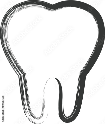 医療関連の筆書き単品イラスト　歯