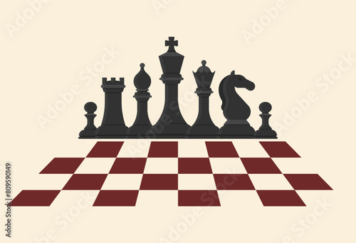 A set of chess pieces arranged on a chessboard pattern © lukpedclub