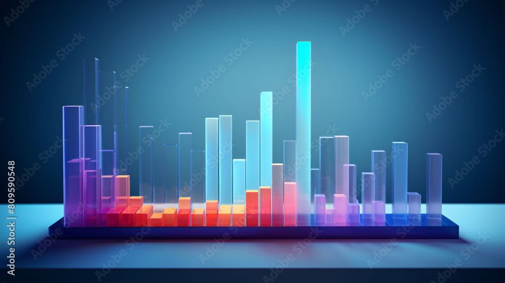 Fototapeta premium Fintech curve chart background, business data graph concept illustration