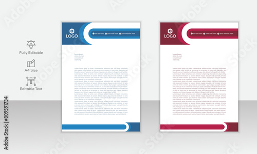 Business style letterhead template design with blue and orange color, Letterhead design template. Creative, clean and elegant