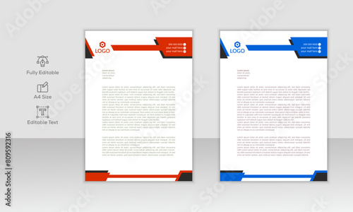 company business letterhead template design with color variation bundle, modern business professional letterhead template design. Illustration vector, Letterhead template in Abstract style design