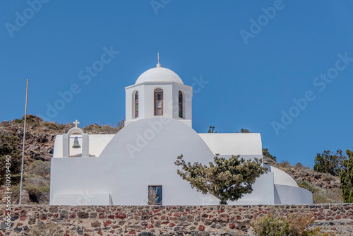Santorini  Greece  May 3  2024. St. Mark s Church located next to the hiking path between Fira and Oia
