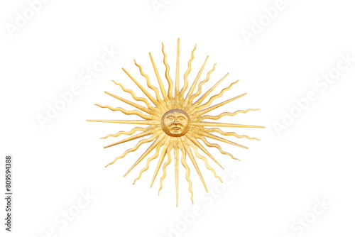 medieval golden sun detail isolated on white background