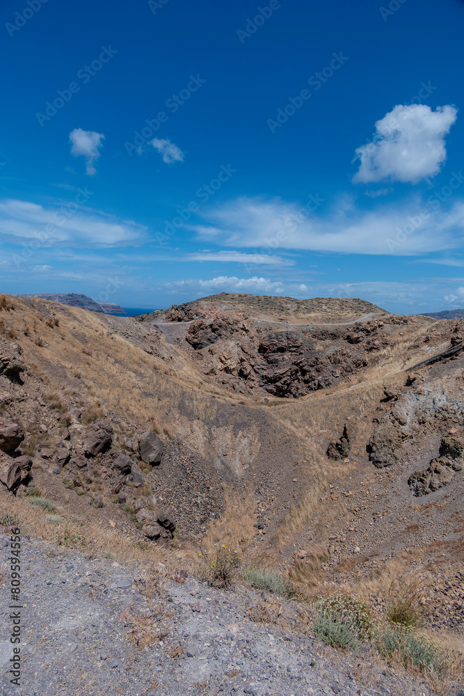 Santorini, Greece, May 4, 2024. View of the volcano on the island of Nea Kameni