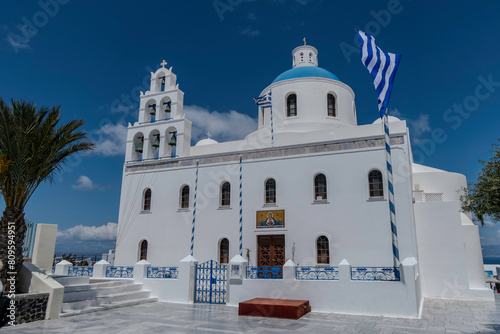 Santorini, Greece, May 5, 2024. Oia, Church of Panagia Akathistos Hymn