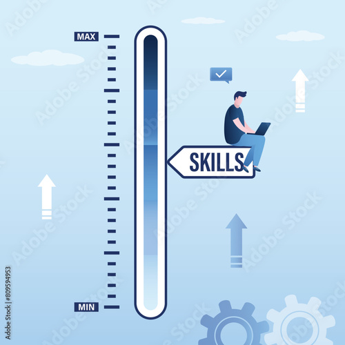 Personal development plan for career success. Build specialist skill or competence to motivate and achieve business goal. Businessman skill on normal skill level.