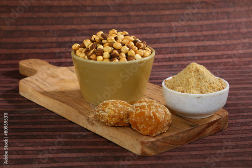 Indian Gur or Jaggery and Chana With Brown Sugar