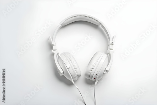 White headphones on white background