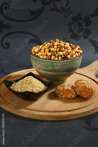 Indian Gur or Jaggery and Chana With Brown Sugar