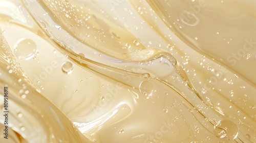 Macro top view texture of oil serum or hydrophilic oil for makeup removal, product for skin care photo