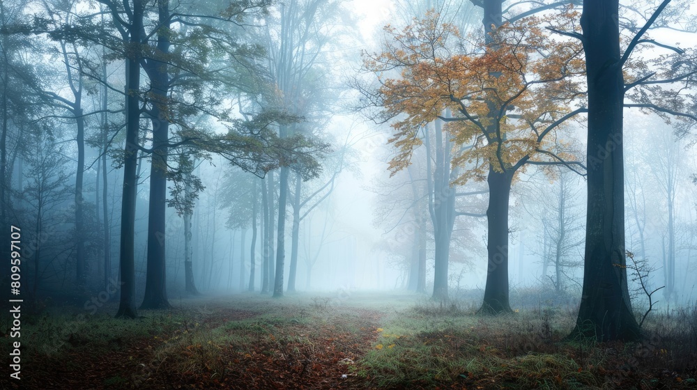 Obraz premium Misty Forest in the Lowland