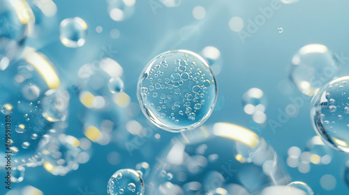 Bright background  transparent water drops on smooth colorful surface  abstract background