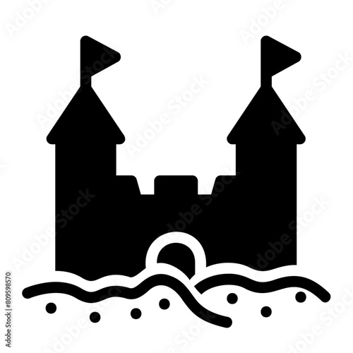 sand castle glyph icon