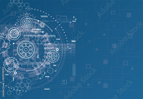 Abstract gear wheel mechanism background. Machine technology. Vector illustration