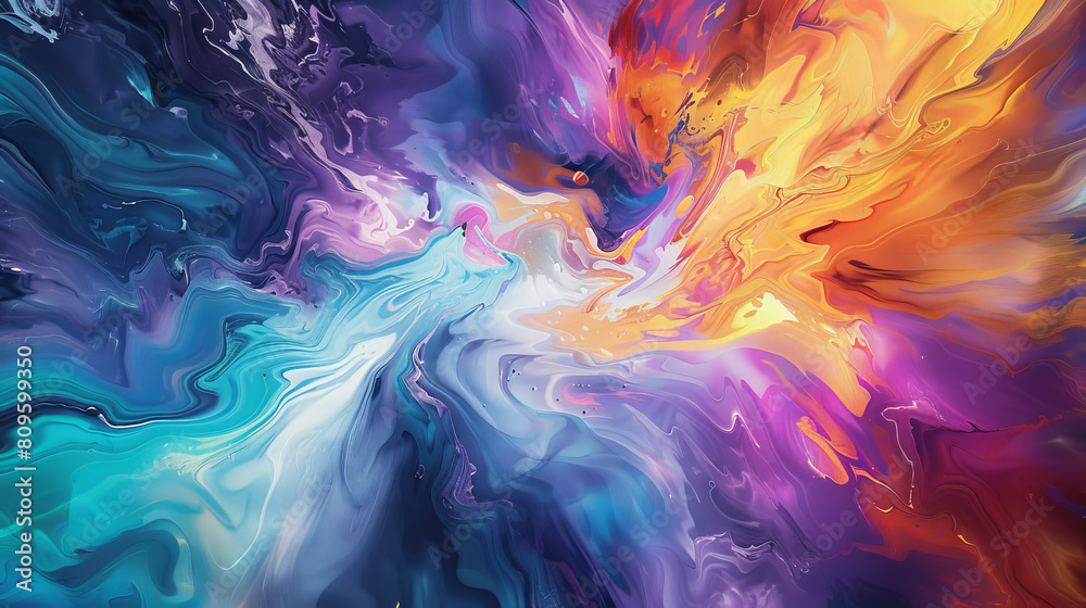 Swirls of vibrant hues explode across a pristine canvas, creating an ethereal spectacle. Swirls of vibrant hues explode across a pristine canvas, creating an ethereal spectacle.