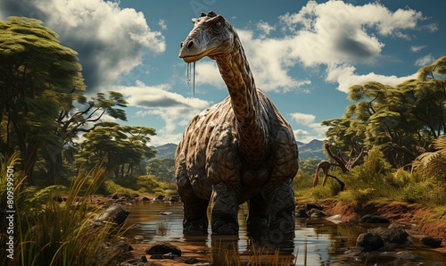 Massive Dinosaur Standing in Water