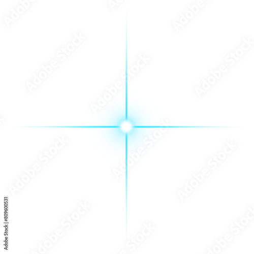 Light Neon Blue Glowing Star PNG with transparent background, shining sparkle star, blue lens flare