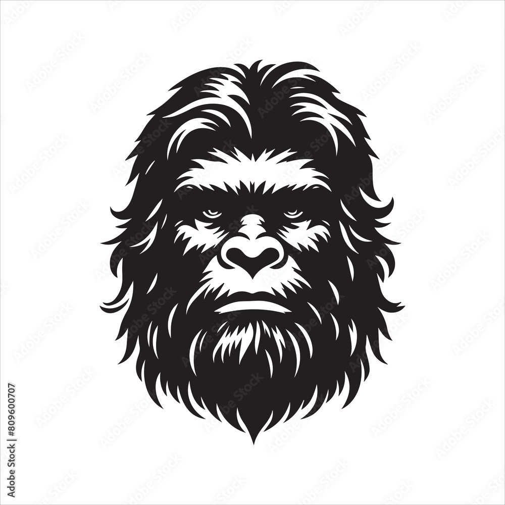 Bigfoot head, yeti head, vector illustration on a white background