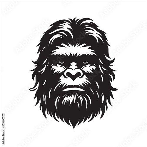 Bigfoot head, yeti head, vector illustration on a white background