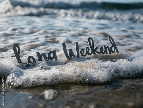 Long Weekend Typography Design: Handwritten Chalk Text on White Background, Coastal Vacation Vibes