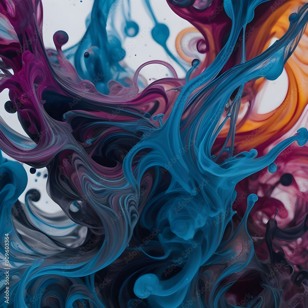 A macro shot of ink swirling in water, creating intricate patterns and trails of color as the liquid disperses and mixes together.. ai generative A macro shot of ink swirling in water, creating intricate patterns and trails of color as the liquid disperses and mixes together.. ai generative
