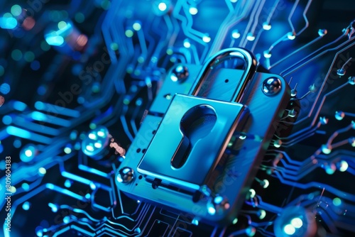 Cyber security background with digital padlock. technology lock internet protection