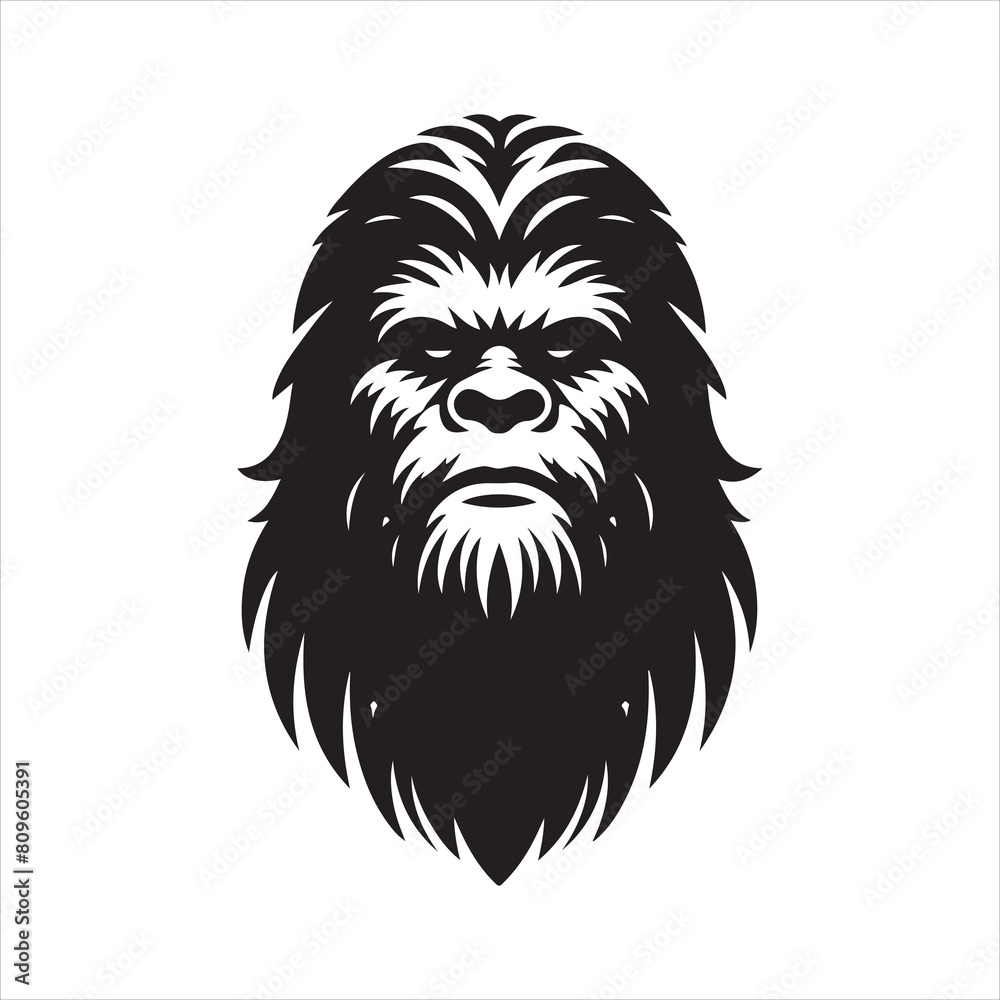 Bigfoot face, Sasquatch face yeti head, vector illustration on a white background Bigfoot face, Sasquatch face yeti head, vector illustration on a white background
