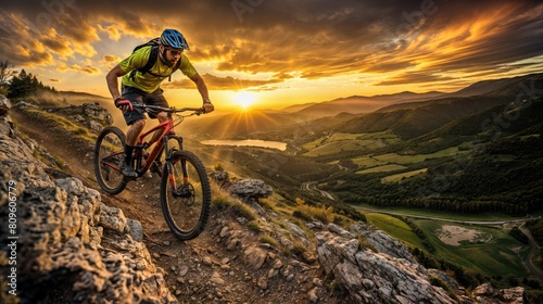 Mountain bike rider  Outdoor adventure and extreme sports