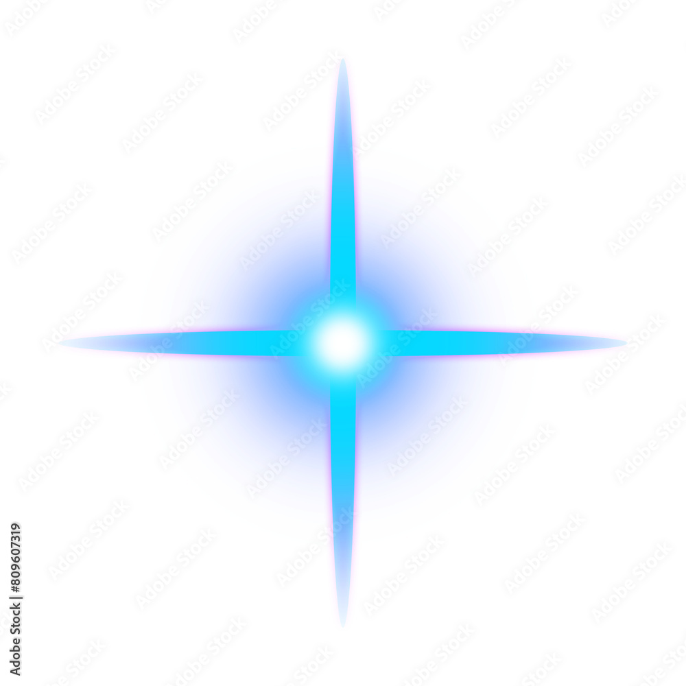 Obraz premium Neon Blue Star Transparent PNG