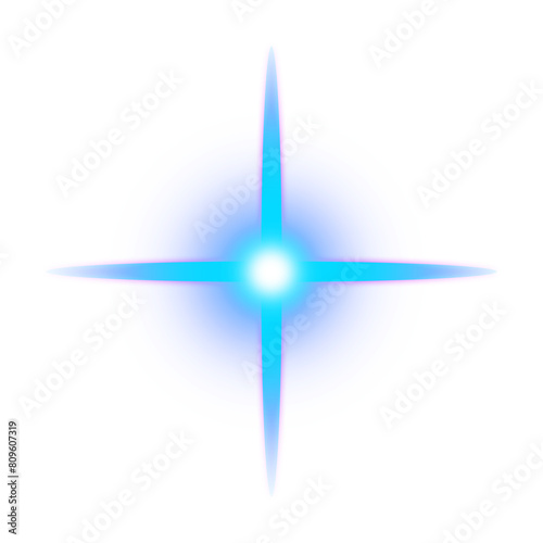 4 Point Neon Blue Star Transparent PNG