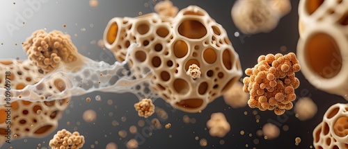 Detailed texture of a degrading biopolymer exposed to enzymes