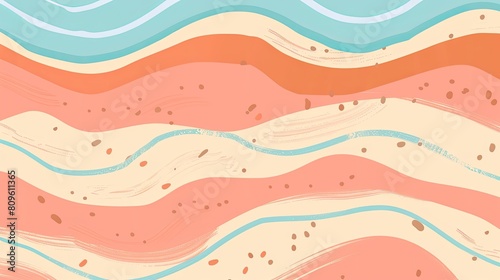 summer beach scene with sand and waves pattern