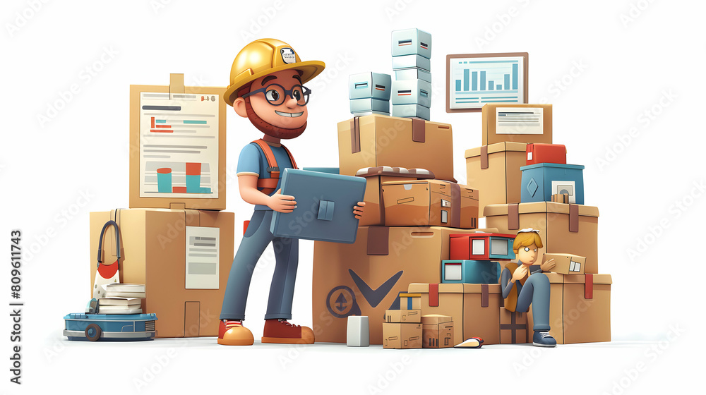 3D cute cartoon icon as Supply Chain Analyst Forecasting Demand concept as A supply chain analyst forecasts demand to optimize inventory levels and ensure product availability. in 3D cute cartoon icon as Supply Chain Analyst Forecasting Demand concept as A supply chain analyst forecasts demand to optimize inventory levels and ensure product availability. in
